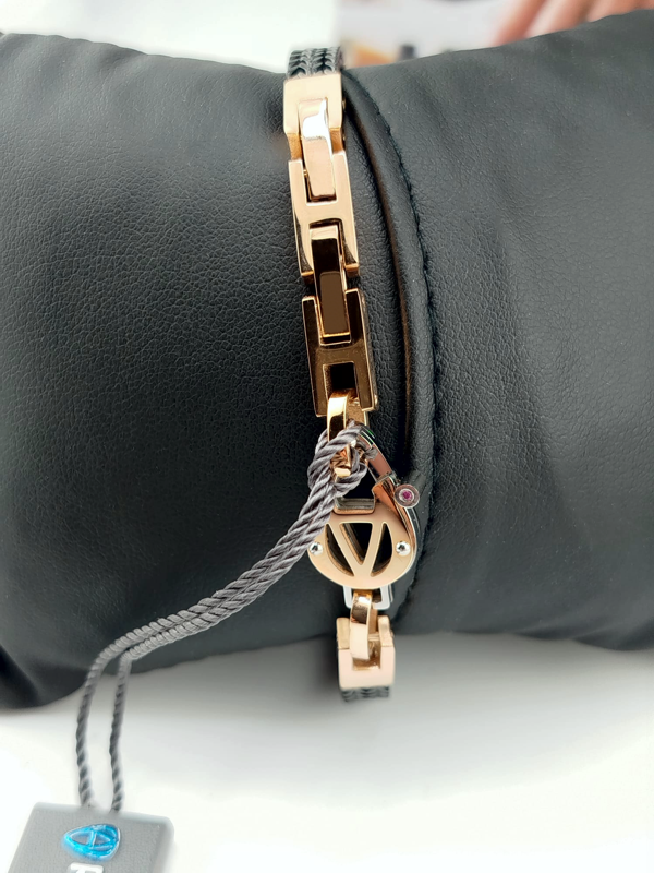 Bracciale Uomo Aragonesi BR4002 – Acciaio 316L Nero con Galvanica Rosé onice nera centrale