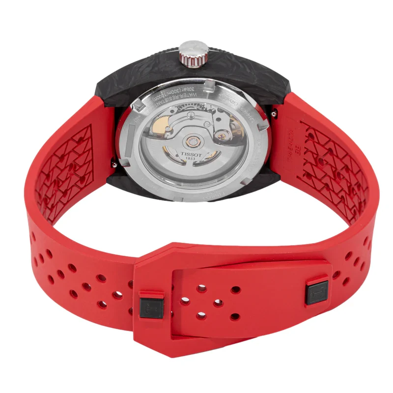 Tissot Sideral S Powermatic 80 rosso Cassa Carbonio 41mm, 300m, Swiss Made NUOVO
