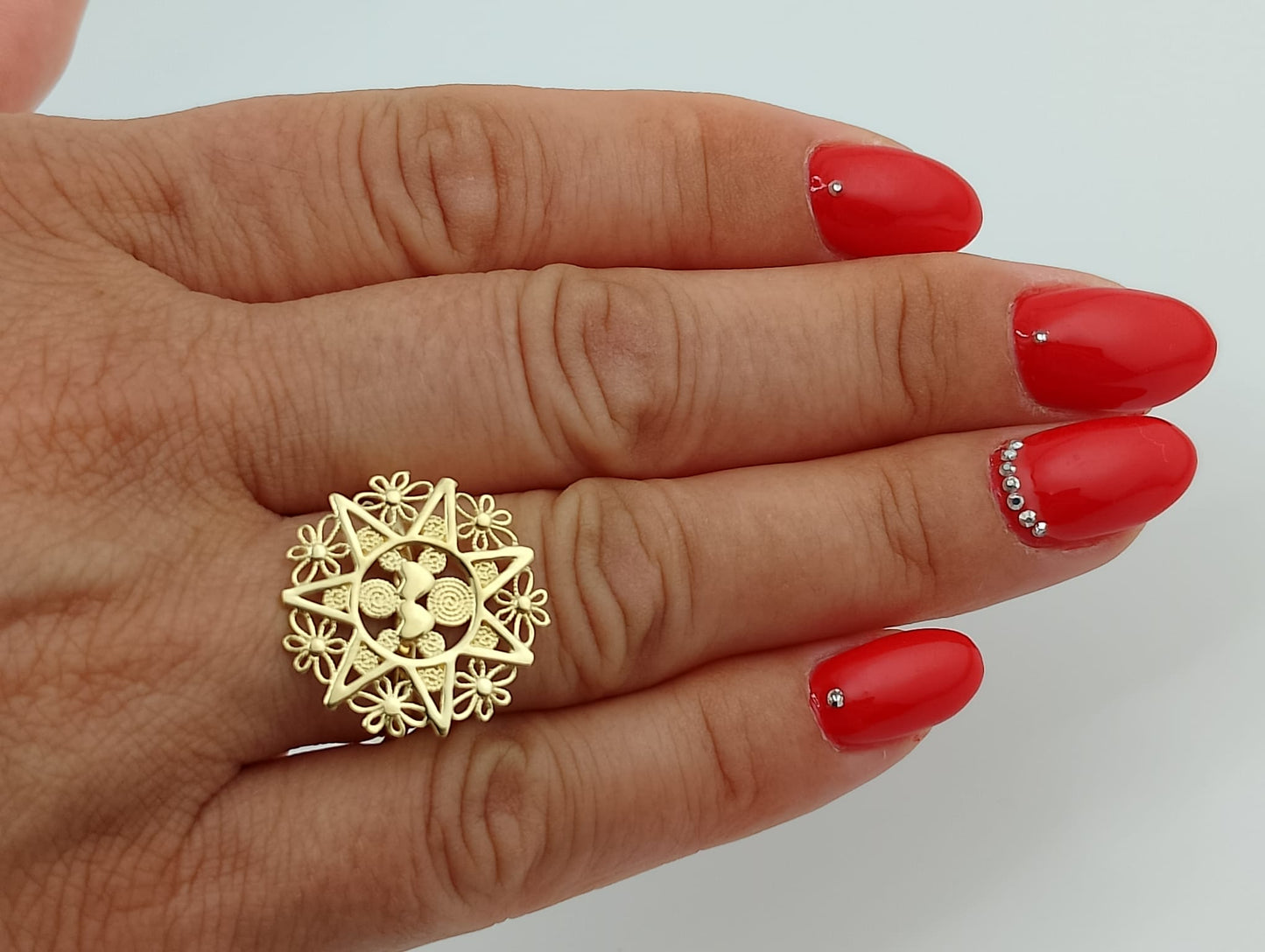 Anello Donna Presentosa D'Abruzzo con due cuori in argento 925° NUOVO