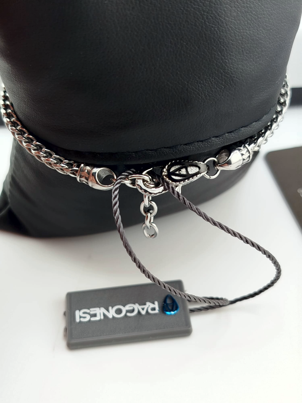 Bracciale Uomo Aragonesi BR3508 – Acciaio 316L con Zirconi Neri
