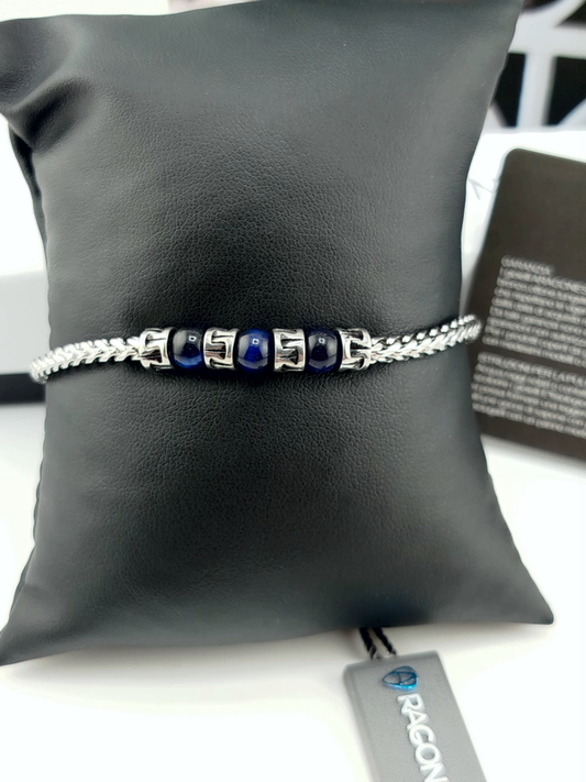 Bracciale Uomo Aragonesi Santiago BR3602 – Acciaio 316L e Agata Blu
