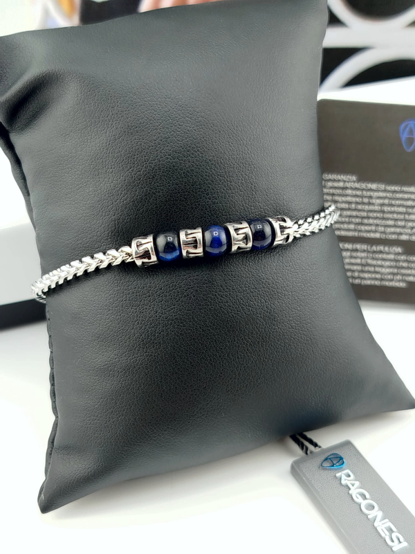 Bracciale Uomo Aragonesi Santiago BR3602 – Acciaio 316L e Agata Blu