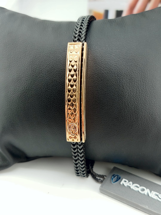Bracciale Uomo Aragonesi BR3803 – Acciaio 316L Nero con Galvanica Rosé