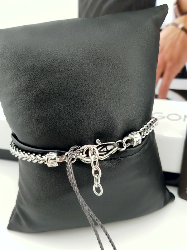 Aragonesi Santiago BR3603 – Bracciale Uomo Acciaio 316L Brunito & Agata Nera | Nuovo