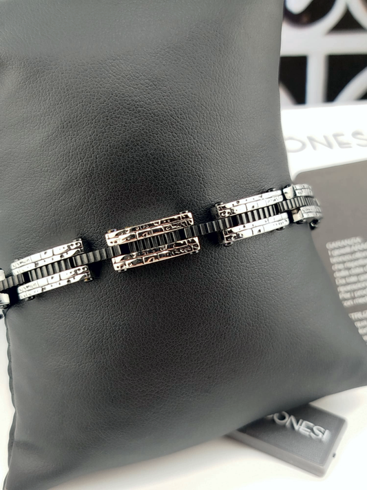 Aragonesi León BR1903 – Bracciale Uomo Acciaio 316L Invecchiato con Inserti PVD Nero | Nuovo