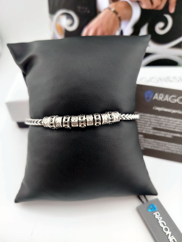 Bracciale Uomo Aragonesi BR3508 – Acciaio 316L con Zirconi Neri