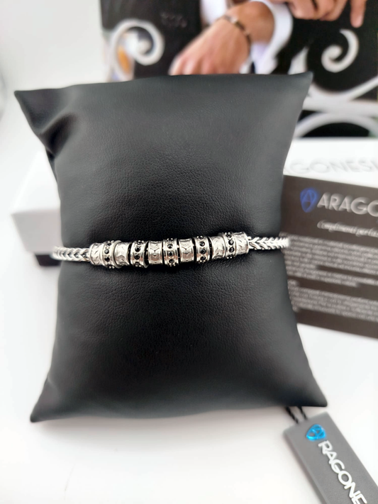 Bracciale Uomo Aragonesi BR3508 – Acciaio 316L con Zirconi Neri