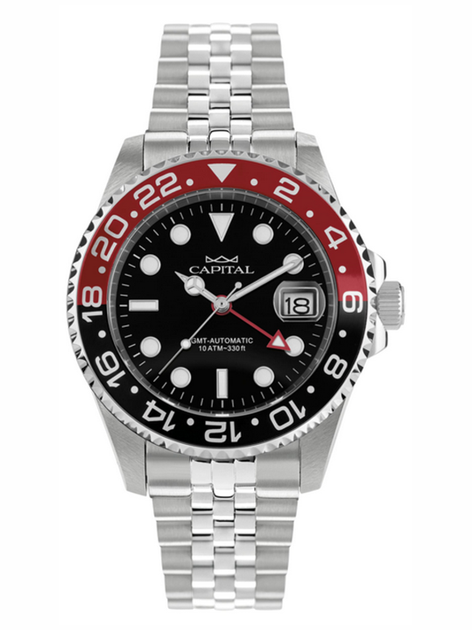 Capital Time Milano GMT Coke — Automatico Acciaio Lunetta Rosso/Nero Nuovo Full Set