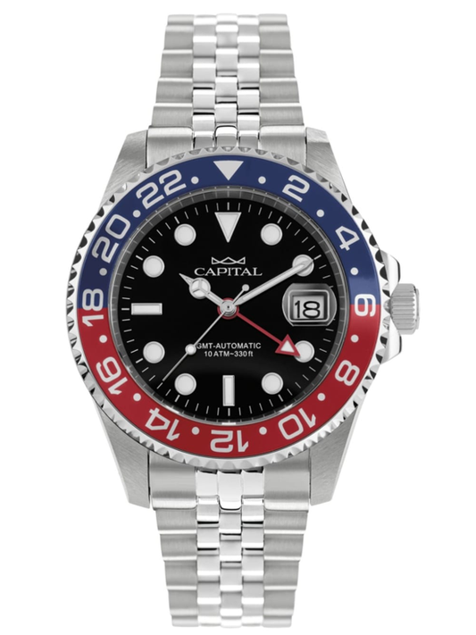 Capital Time Milano GMT Pepsi Dual Time — Automatico Acciaio Nuovo Full Set