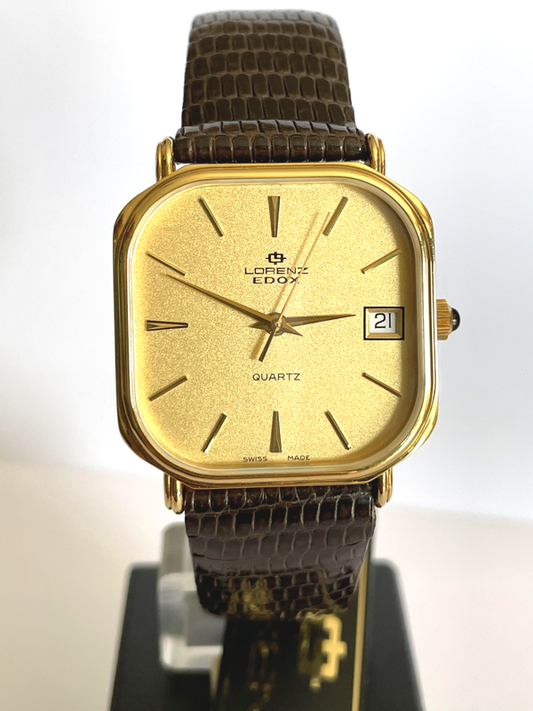 Edox Lorenz Cioccolatino Vintage anni 80' NOS perfetto per un Regalo Elegante e Prestigioso man watches