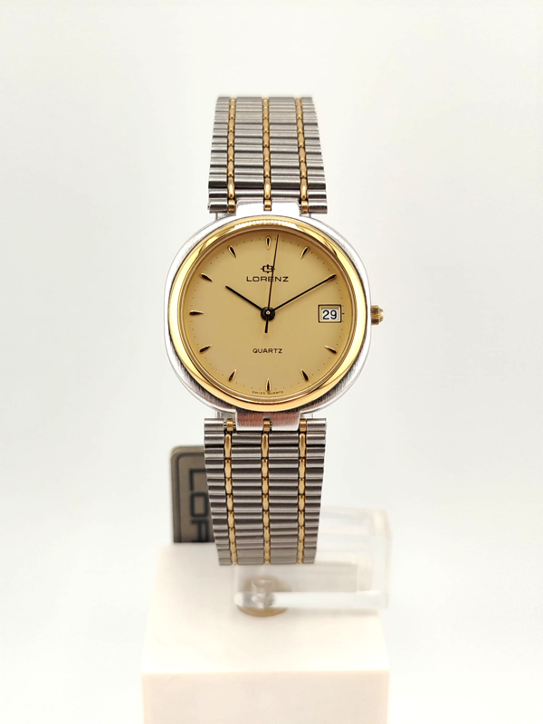 Lorenz Prestige Vintage Bicolore Acciaio Oro NOS Swiss Quartz Datario