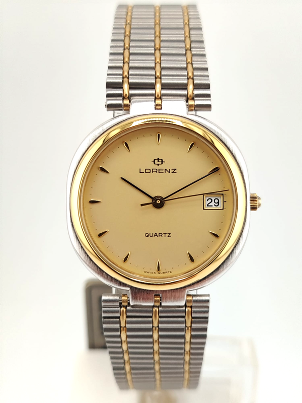Lorenz Prestige Vintage Bicolore Acciaio Oro NOS Swiss Quartz Datario