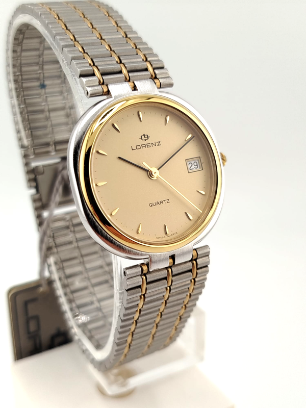 Lorenz Prestige Vintage Bicolore Acciaio Oro NOS Swiss Quartz Datario