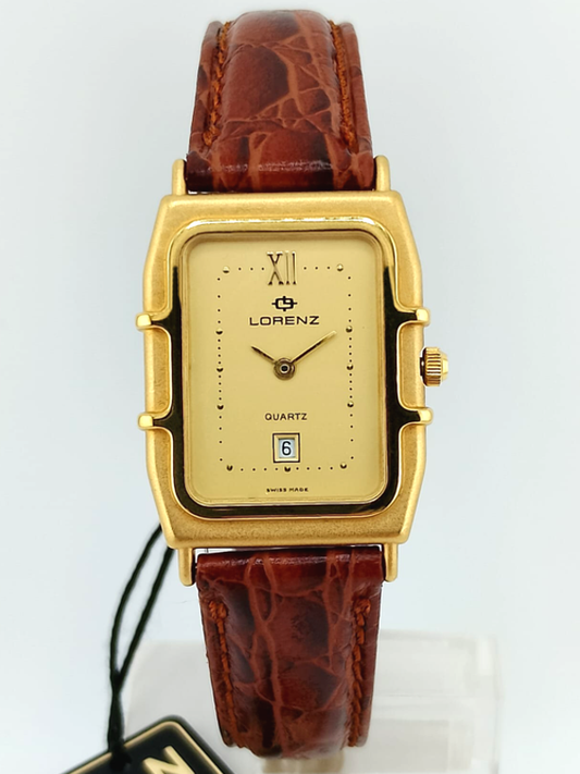 Lorenz Tank Donna Placcato Oro Vintage Anni '80 NOS Swiss Made