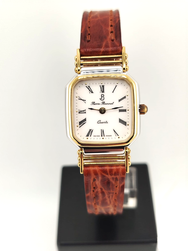 Pierre Bonnet Orologio Donna Vintage Quadrato Oro - Cinturino Pelle Nuovo
