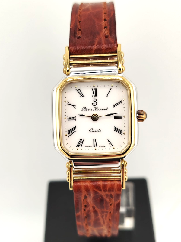 Pierre Bonnet Orologio Donna Vintage Quadrato Oro - Cinturino Pelle Nuovo