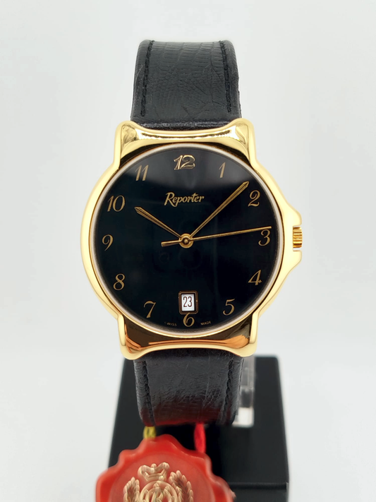 Reporter Elegance — Orologio Vintage NOS Anni '90 | Cassa Gold NUOVO
