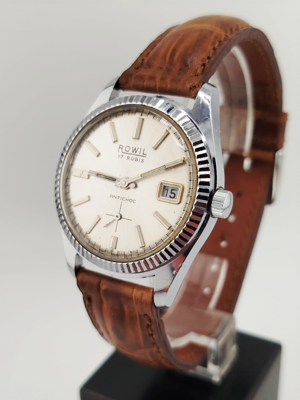 Rowil Date 17 rubis acciaio anni 70' automatico