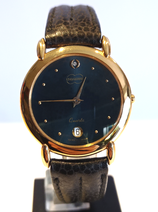 Orologio Vintage UNOAERRE Gold Classic Dress anni '80 man watch NOS Nuovo NEW