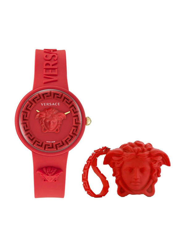 Versace Medusa Pop Watch + Rosso Silicon Purse – Set Nuovo, Full Box